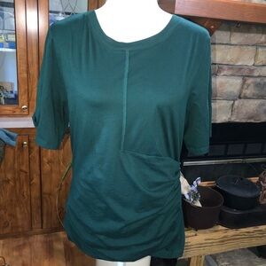 LOFT SIZE LARGE GREEN RUCHED TOP. EUC